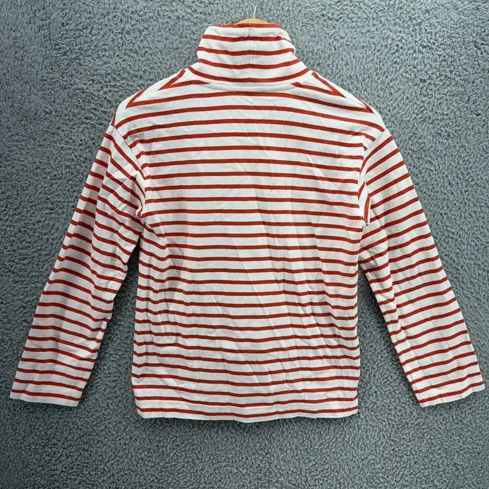 J Crew Women 2XS Red White Striped High Neck Pullover Top Drawstring Pouch Shirt